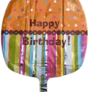 ANAGRAM 18" Happy birthday naranja rayas