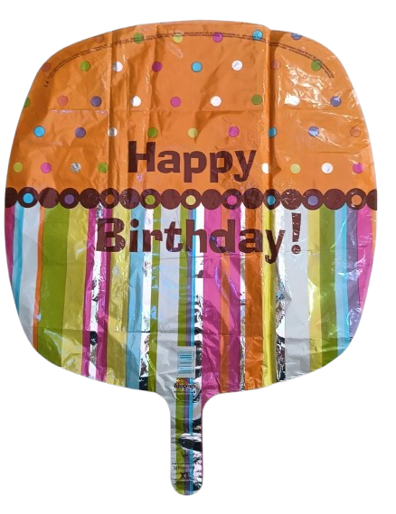 ANAGRAM 18" Happy birthday naranja rayas