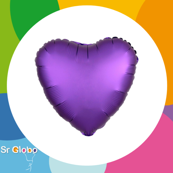 Corazon Satin 18" violeta 🔥25% OFF🔥 (5 unidades)