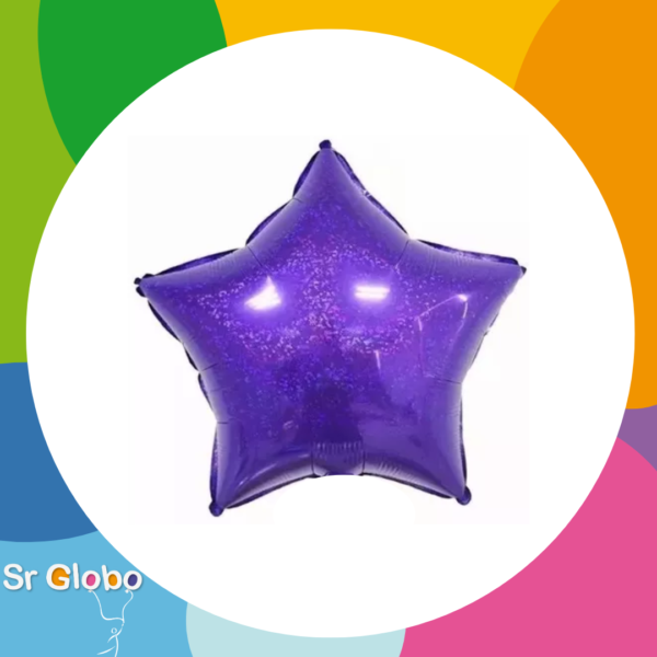 Estrella Holografica 18" violeta 🔥25% OFF🔥  (5 unidades)