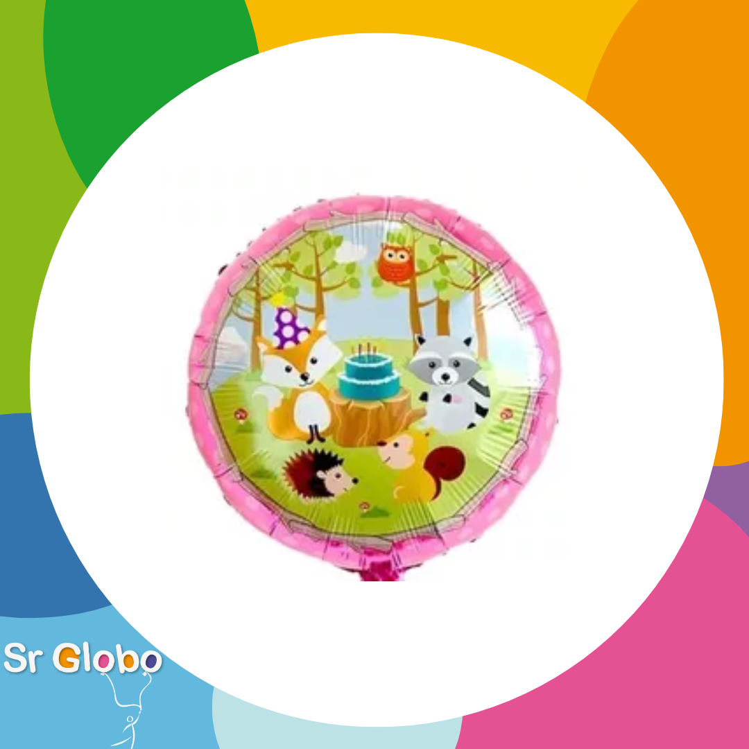 18" animales del bosque rosa