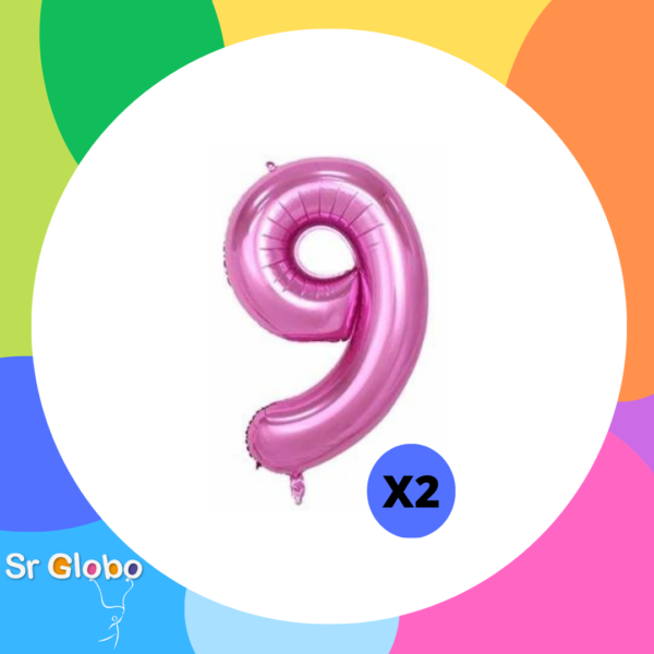 Numero 9 rosa 32" (2 unidades)
