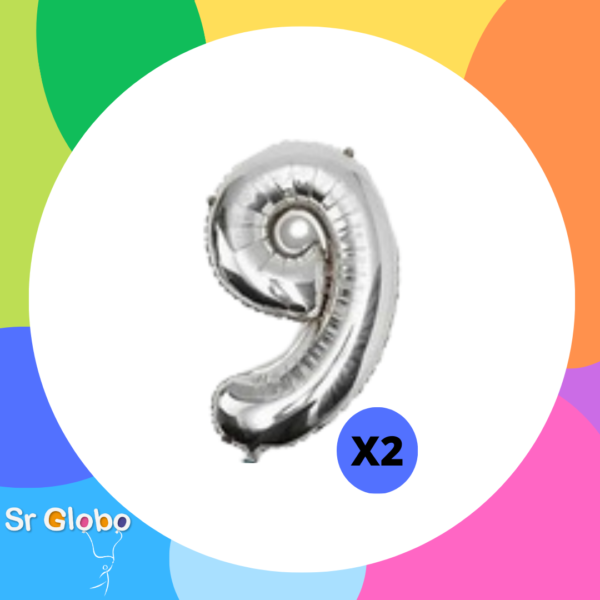 Numero 9 plata 32" (2 unidades)