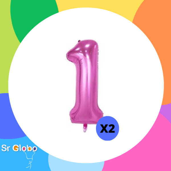 Numero 1 rosa 32" (2 unidades)