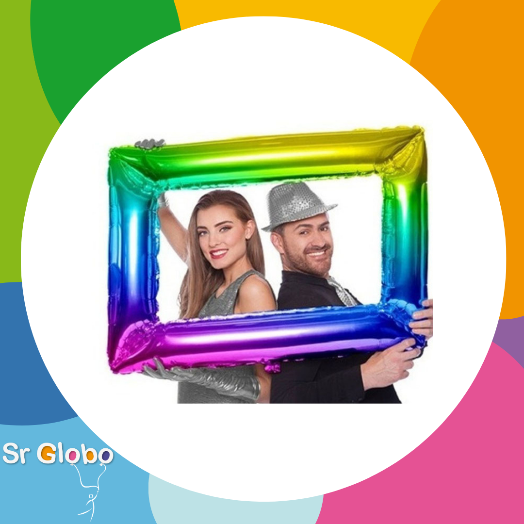 Marco de selfie multicolor arcoiris