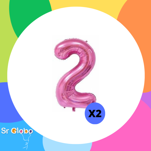 Numero 2 rosa 32" (2 unidades)