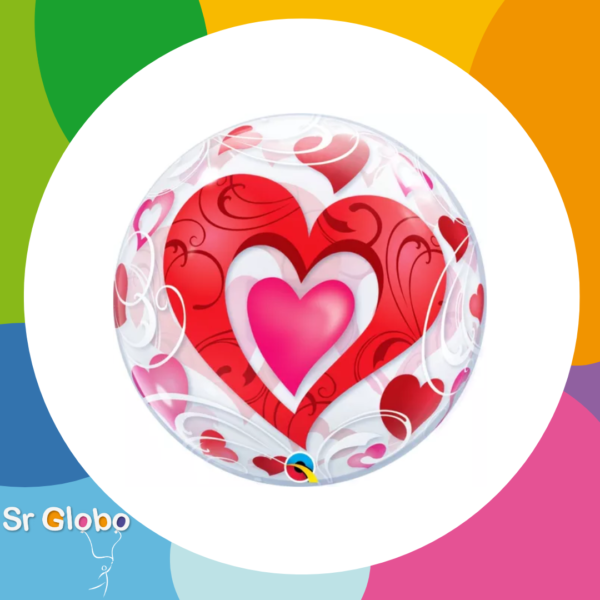 Burbuja QUALATEX 22" corazones rojos