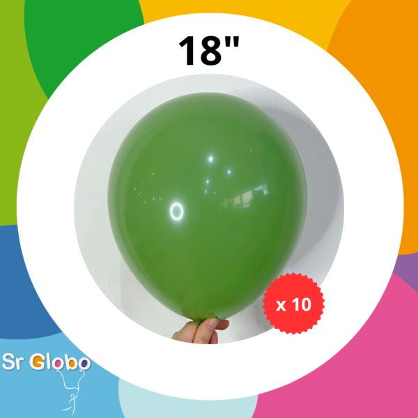 GLOBO TIP 18″ verde oliva (10 unidades) ⬇️-15% off⬇️