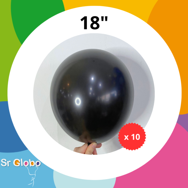 GLOBO TIP 18″ negro (10 unidades) ⬇️-15% off⬇️