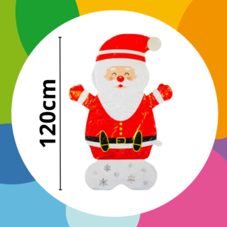 Papa noel sentado en la nieve con base (120cm de alto)