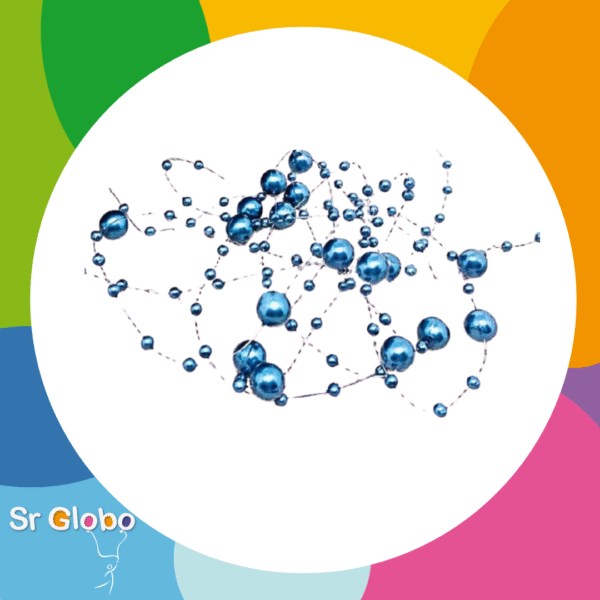 tanza con perlas azul