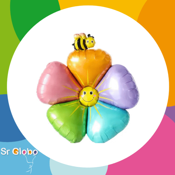 Flor 24" arcoiris con abeja feliz