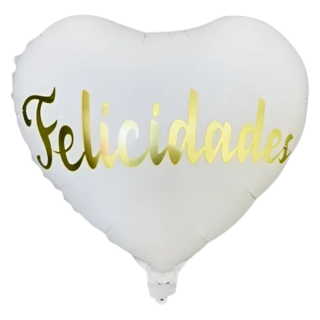 18" corazon blanco felicidades dorado