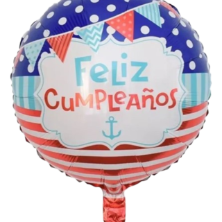 18" feliz cumpleaños banderines azul y rojo