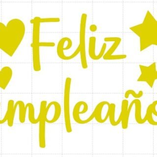 ploteo / vinilo feliz cumpleaños dorado globos 20 cms
