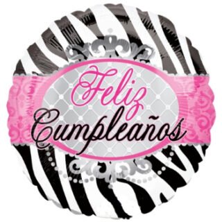 ANAGRAM Feliz Cumpleaños 9" circulo cebra animal print