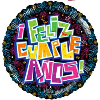 ANAGRAM Feliz Cumpleaños 9" redondo negro