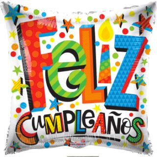 ANAGRAM Feliz Cumpleaños 9" cuadrado blanco