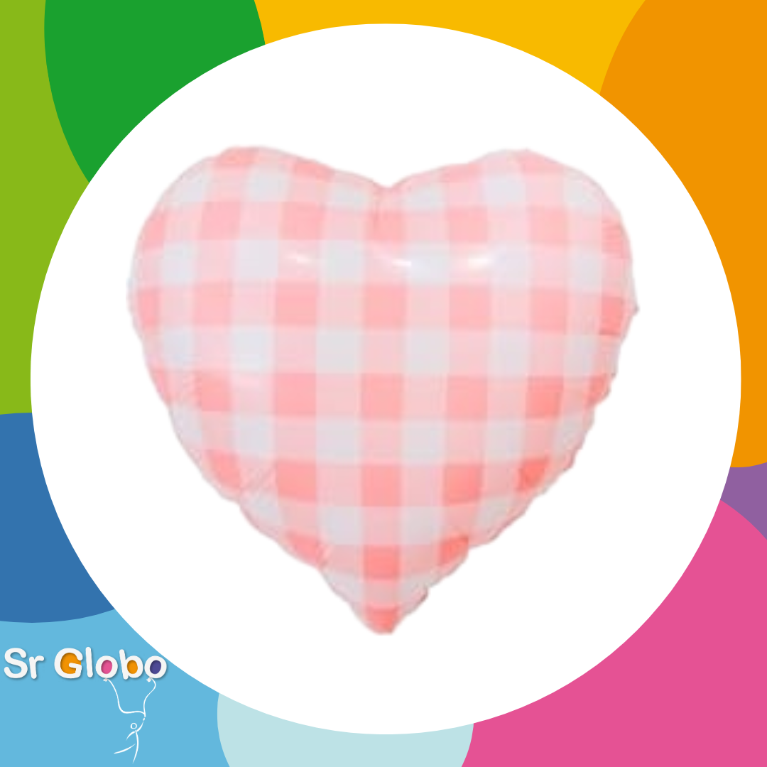 Corazón 18″ rosa cuadrille
