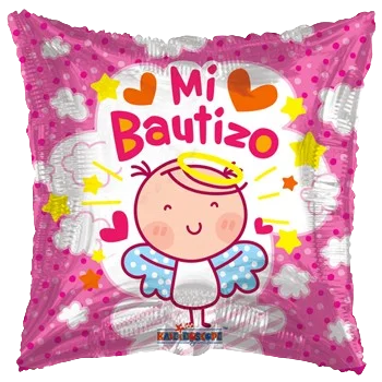 ANAGRAM 9" Comunión rosa cuadrado holográfico fucsia