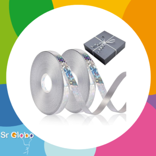 Cinta ribbonette 5mm x 5 m plata holografica