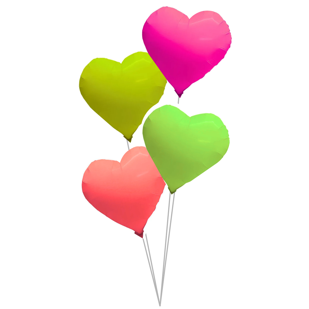 COMBO corazones 18" neon / fluo (4 unidades)