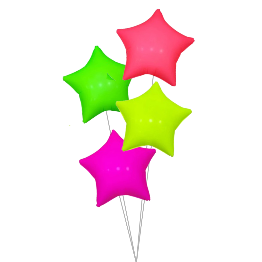COMBO estrellas 18" neon / fluo (4 unidades)