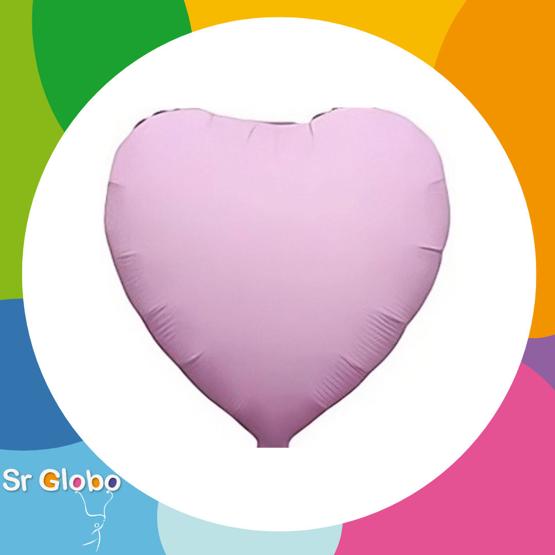 Corazón 18″ lila pastel 🔥25% OFF🔥 (5 unidades)