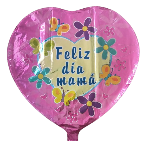 Feliz dia mama 18" fucsia con mariposas y flores