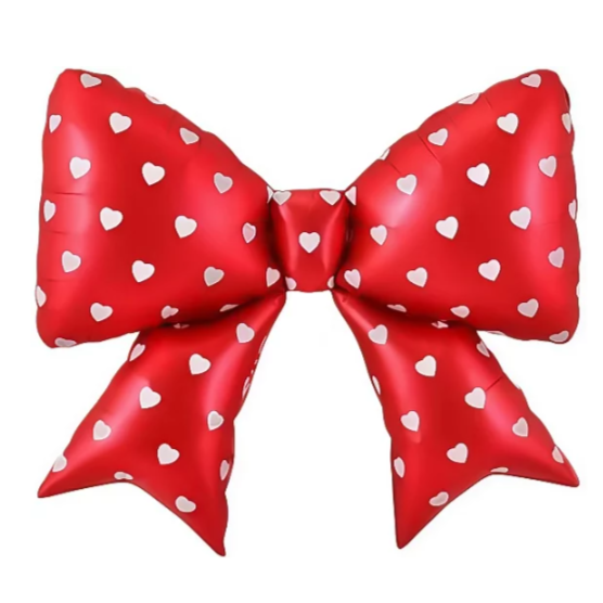 MOÑO rojo con corazones 40" vintage pastel
