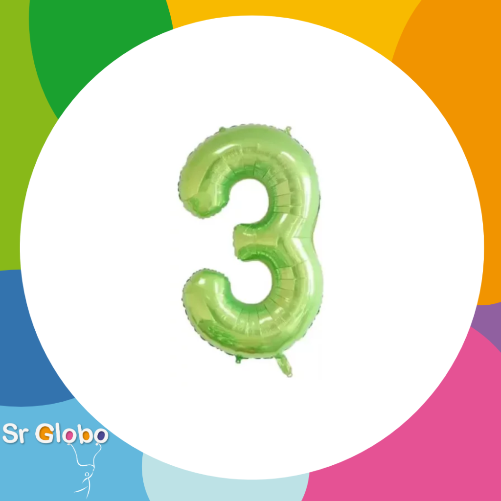 Numero 3 32″ verde manzana – Sr Globo